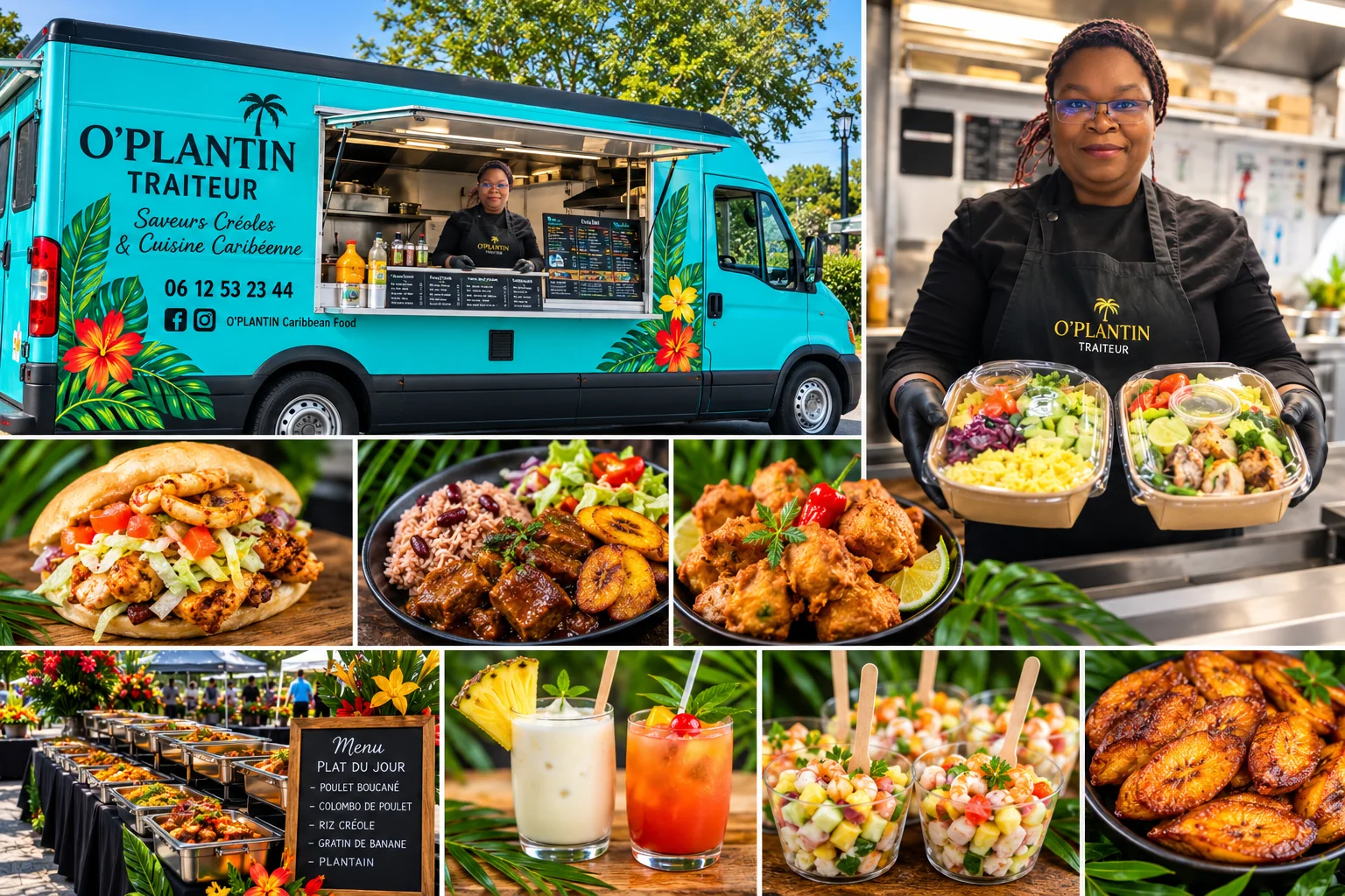 Le food truck O'PLANTIN Traiteur, sa cheffe et quelques spécialités créoles et caribéennes