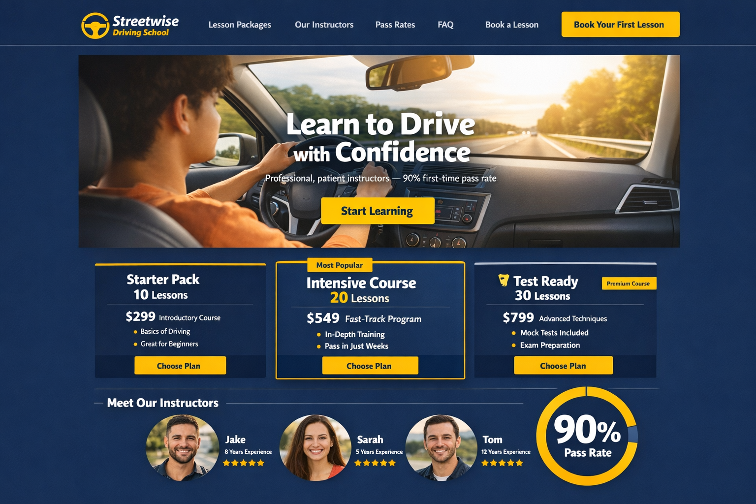 Driving school website concept