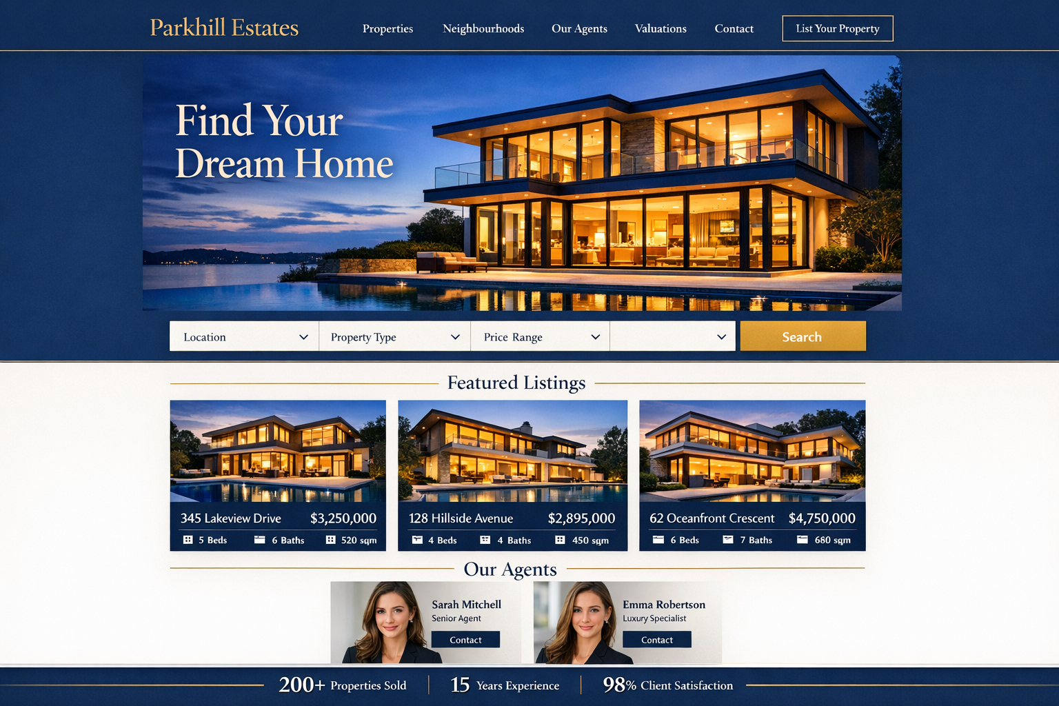 Real estate website concept