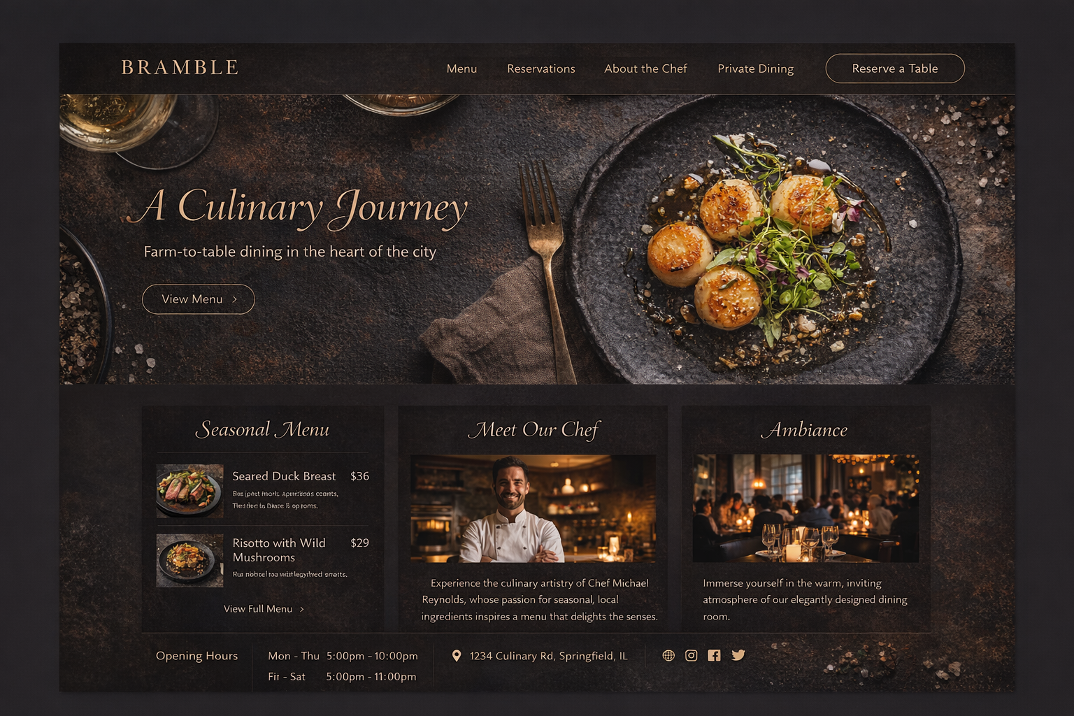 Restaurant website concept